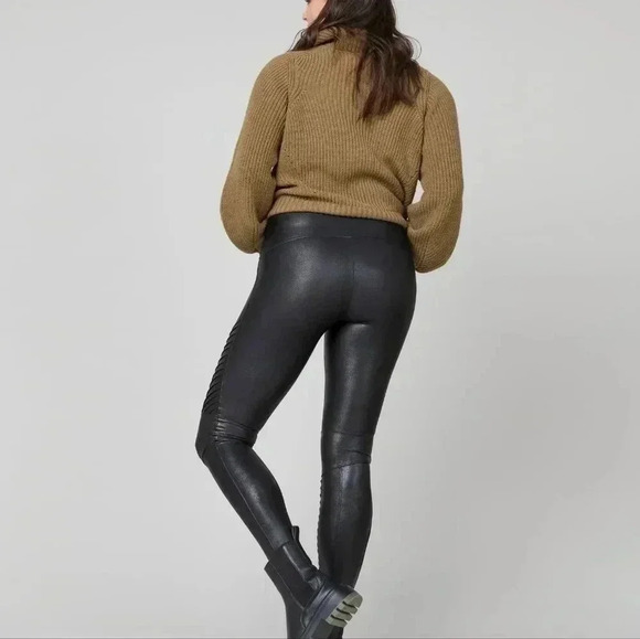 SPANX Faux Leather Moto Leggings - Picture 3 of 7